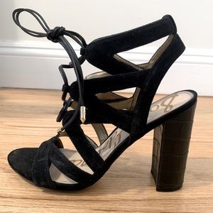Sam Edelman Black Lace-Up Heels Size 7.5